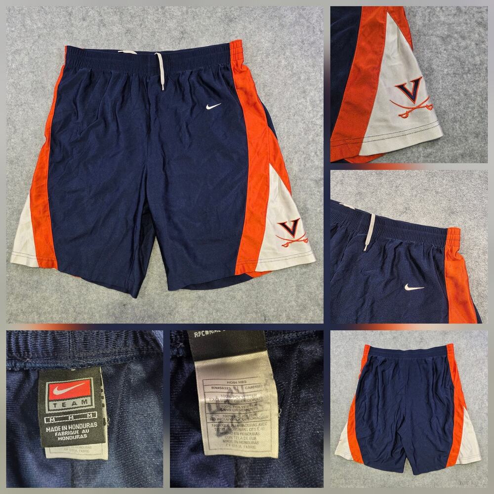 VTG Virginia Cavaliers Shorts Mens Medium Blue NCAA Basketball Nike Orange White
